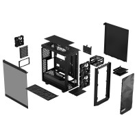 Fractal Design Meshify 2 Compact Lite, PC, Schwarz, ATX, micro ATX, Mini-ITX, Stahl, Gehärtetes Glas, 16,9 cm, 34,5 cm