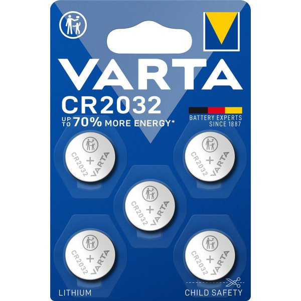 Varta 06032, Einwegbatterie, CR2032, Lithium, 3 V, 5 Stück(e), 230 mAh