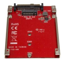 StarTech.com M.2 auf U.2 (SFF-8639) Host Adapter für M.2 PCIe NVMe SSD, U.2, M.2, Rot, CE, FCC, TAA, REACH, 5 - 50 °C, -25 - 70 °C