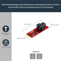 StarTech.com U.2 (SFF-8643) auf M.2 PCI Express 3.0 x4 Adapterkarte für 2,5" U.2 NVMe SSD, M.2, U.2, Rot, CE, FCC, REACH, 0 - 55 °C, -40 - 85 °C