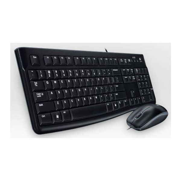 Logitech Desktop MK120, Kabelgebunden, USB, QWERTZ, Schwarz, Maus enthalten