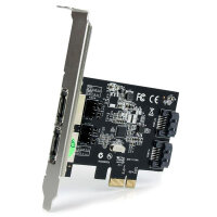 StarTech.com 2 Port SATA III PCI Express Schnittstellenkarte - 2 Port Serial-ATA 6Gbit/s PCIe Karte - SATA/eSATA Kontroller Karte für 2 Laufwerke, PCIe, SATA, CE, FCC, REACH, ASMedia - ASM1061, 48 Bit, 0 - 50 °C