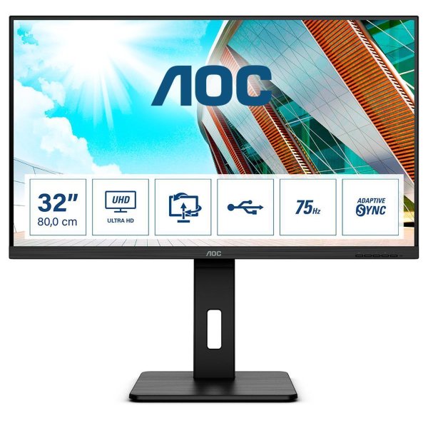 AOC P2 U32P2, 80 cm (31.5"), 3840 x 2160 Pixel, 4K Ultra HD, LED, 4 ms, Schwarz