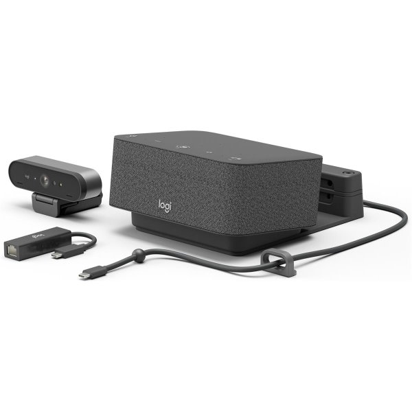 Logitech Logi Dock Focus Room kit Teams, Persönliches Videokonferenzsystem, 4K Ultra HD, 90 fps, 5x, Graphit