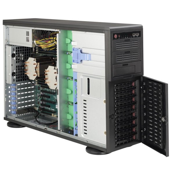 Supermicro SuperChassis 743AC-668B, Full Tower, Server, Schwarz, ATX, EATX, micro ATX, Metall, Ventilatorausfall, HDD, Netzwerk, Leistung