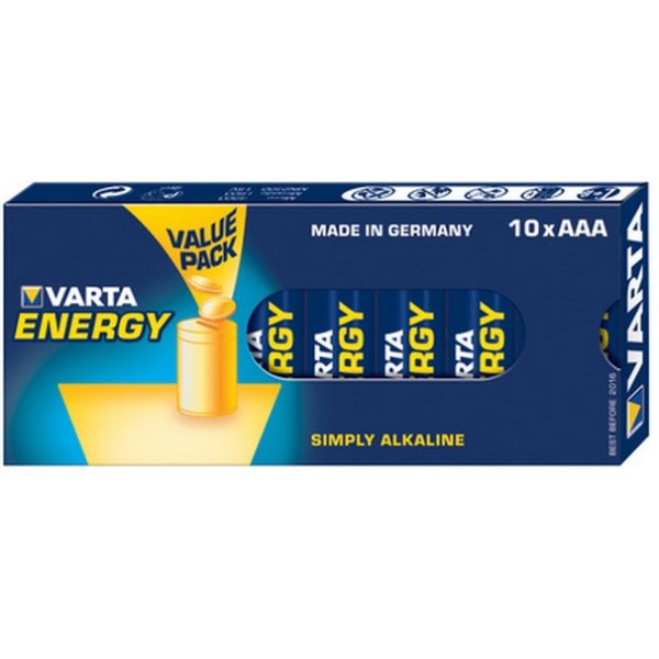 Varta 10x AAA 4103, Einwegbatterie, AAA, Alkali, 1,5 V, 10 Stück(e), Blau