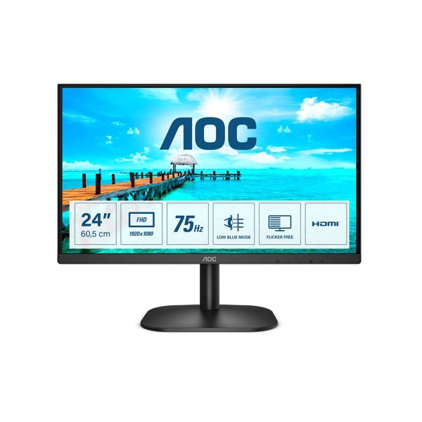 AOC B2 24B2XHM2, 60,5 cm (23.8"), 1920 x 1080 Pixel, Full HD, LCD, 4 ms, Schwarz