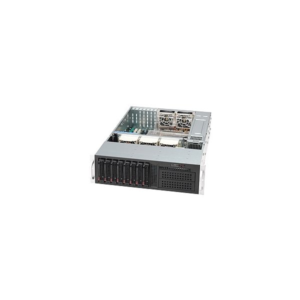 Supermicro CSE-835TQ-R921B, Rack, Server, Schwarz, EATX, 3U, HDD, Netzwerk, Leistung, Stromausfall