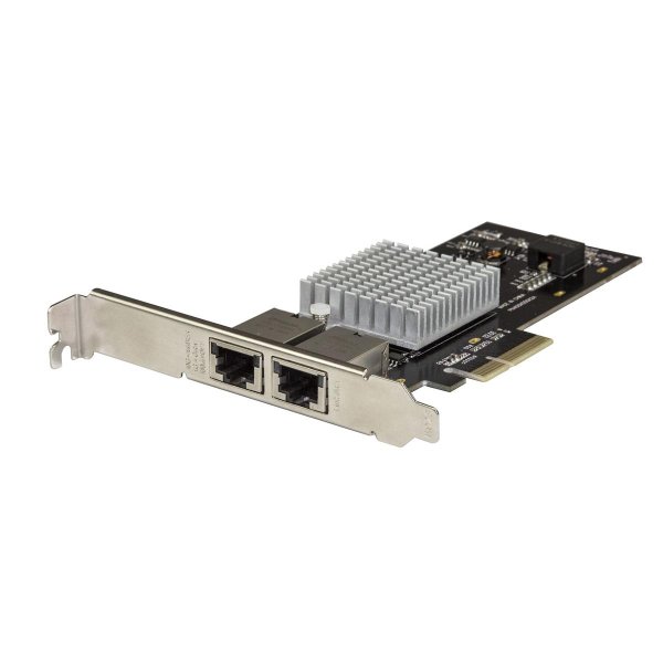 StarTech.com Dual Port 10G PCIe Netzwerk Karte - Intel-X550AT 10GBASE-T & NBASE-T PCI Express Netzwerk karte 10/5/2.5/1GbE Multi Gigabit Ethernet, 5 Geschwindigkeiten NIC LAN Karte, Eingebaut, Kabelgebunden, PCI Express, Ethernet, 10000 Mbit/s, Schwarz