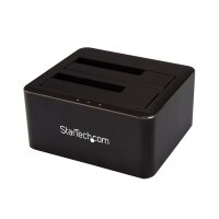 StarTech.com Zweifach SATA Festplatten Dockingstation für 2x 2,5/3,5" SATA SSDs/HDDs - USB 3.0, HDD, SSD, SATA, Serial ATA II, Serial ATA III, 2.5,3.5", 10 TB, USB 3.2 Gen 1 (3.1 Gen 1) Type-B, 6 Gbit/s