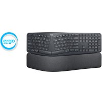 Logitech Ergo K860, Volle Größe (100%), Kabellos, RF Wireless + Bluetooth, Halbmechanischer Schlüsselschalter, Graphit