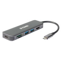 D-Link DUB-2327, Kabelgebunden, USB Typ-C, 60 W, Grau,...