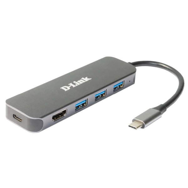 D-Link DUB-2333, Kabelgebunden, USB Typ-C, 60 W, Grau, 5 Gbit/s, 4K Ultra HD