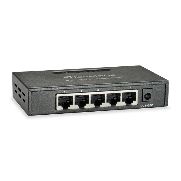 LevelOne GEU-0523, Unmanaged, Gigabit Ethernet (10/100/1000), Wandmontage