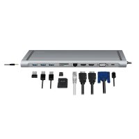 LogiLink UA0373, Kabelgebunden, USB 3.2 Gen 1 (3.1 Gen 1) Type-C, 100 W, 3,5 mm, 10,100,1000 Mbit/s, Aluminium