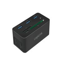 LogiLink UA0370, Kabelgebunden, USB 3.2 Gen 1 (3.1 Gen 1) Type-C, 60 W, 10,100,1000 Mbit/s, Schwarz, CF, MicroSD (TransFlash), SD