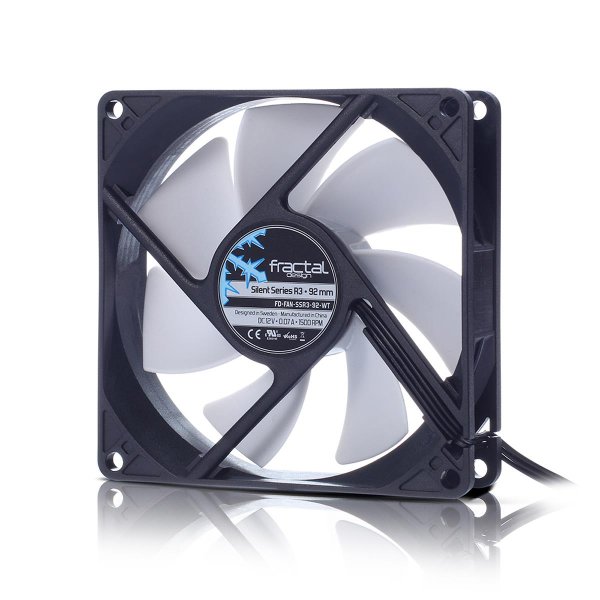 Fractal Design Silent Series R3 92mm, Ventilator, 9,2 cm, 1500 RPM, 18,3 dB, 24,4 cfm, Schwarz, Weiß