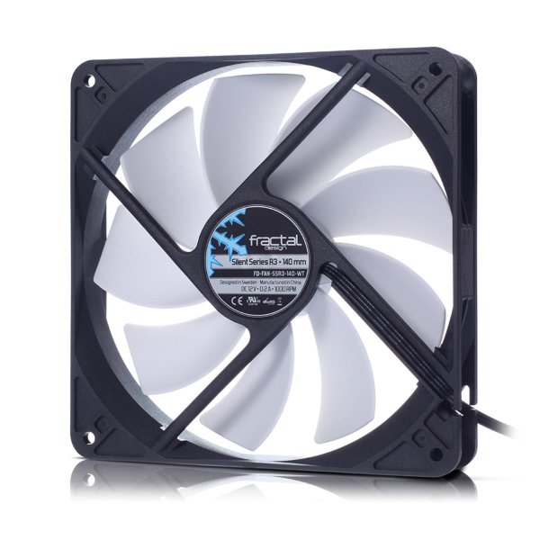 Fractal Design Silent Series R3 140mm, Ventilator, 14 cm, 1000 RPM, 21,6 dB, 56,1 cfm, Schwarz, Weiß