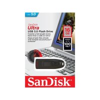 SanDisk Ultra, 16 GB, USB Typ-A, 3.2 Gen 1 (3.1 Gen 1), 100 MB/s, Dia, Schwarz