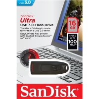 SanDisk Ultra, 16 GB, USB Typ-A, 3.2 Gen 1 (3.1 Gen 1), 100 MB/s, Dia, Schwarz