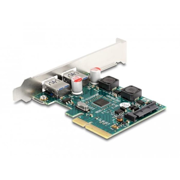 Delock 90106, PCIe, USB 3.2 Gen 2 (3.1 Gen 2), Niedriges Profil, PCIe 3.0, SATA 15-Pin, Grün, Grau