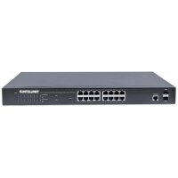 Intellinet 16-Port Gigabit Ethernet PoE+ Web-Managed Switch mit 2 SFP-Ports, IEEE 802.3at/af Power over Ethernet (PoE+/PoE)-konform, 374 W, Endspan, PDM-Funktion, 19" Rackmount, Managed, L2+, Gigabit Ethernet (10/100/1000), Power over Ethernet (PoE), Rack