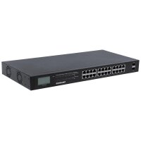 Intellinet 24-Port Gigabit Ethernet PoE+ Switch mit 2 SFP-Ports und LCD-Anzeige, LCD-Anzeige, IEEE 802.3at/af Power over Ethernet (PoE+/PoE)-konform, 370 W, Endspan, 19" Rackmount, Unmanaged, Gigabit Ethernet (10/100/1000), Vollduplex, Power over Ethernet