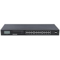 Intellinet 24-Port Gigabit Ethernet PoE+ Switch mit 2 SFP-Ports und LCD-Anzeige, LCD-Anzeige, IEEE 802.3at/af Power over Ethernet (PoE+/PoE)-konform, 370 W, Endspan, 19" Rackmount, Unmanaged, Gigabit Ethernet (10/100/1000), Vollduplex, Power over Ethernet