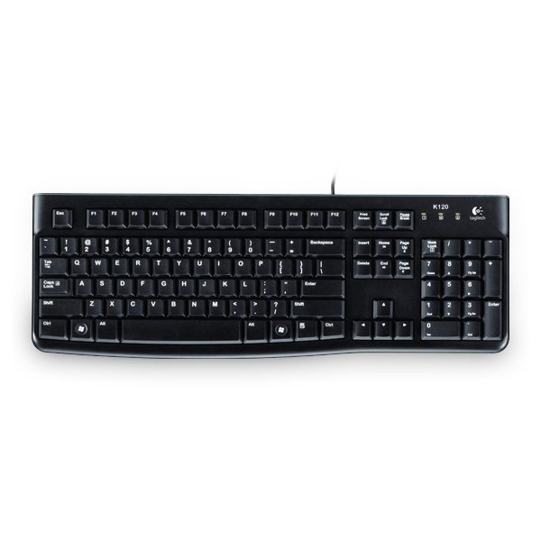 Logitech Keyboard K120 for Business, Volle Größe (100%), Kabelgebunden, USB, QWERTY, Schwarz