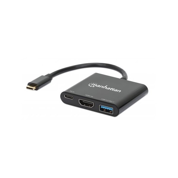 Manhattan 130622, Kabelgebunden, USB 3.2 Gen 1 (3.1 Gen 1) Type-C, 100 W, Schwarz, 5 Gbit/s, Kunststoff