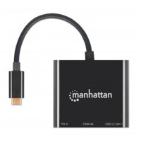 Manhattan 130622, Kabelgebunden, USB 3.2 Gen 1 (3.1 Gen 1) Type-C, 100 W, Schwarz, 5 Gbit/s, Kunststoff