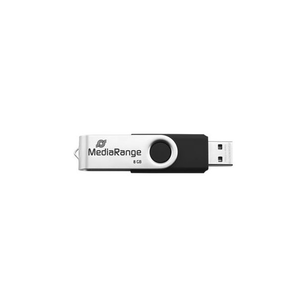 MEDIARANGE MR931-2, 16 GB, USB Type-A / Micro-USB, 2.0, 15 MB/s, Drehring, Silber, Schwarz