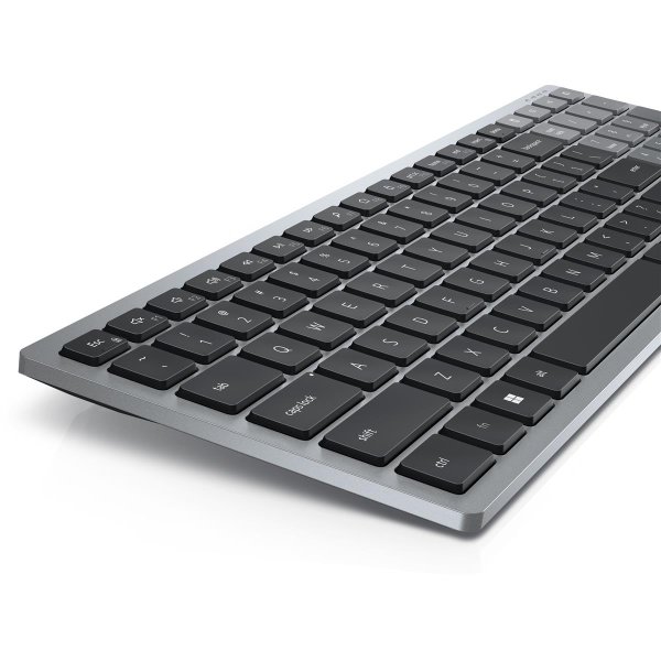 Dell KB740, Volle Größe (100%), Kabellos, RF Wireless + Bluetooth, Scherenschalter, QWERTZ, Grau, Schwarz