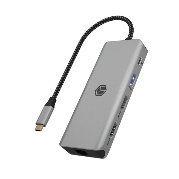 ICY BOX IB-DK4012-CPD, Kabelgebunden, USB 3.2 Gen 1 (3.1 Gen 1) Type-C, 100 W, 1.4/2.0, 1000 Mbit/s, 10BASE-T, 100BASE-T, 1000BASE-T