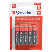 Verbatim AAA-Alkalibatterien, Einwegbatterie, AAA, Alkali, 1,5 V, 10 Stück(e), Schwarz, Rot