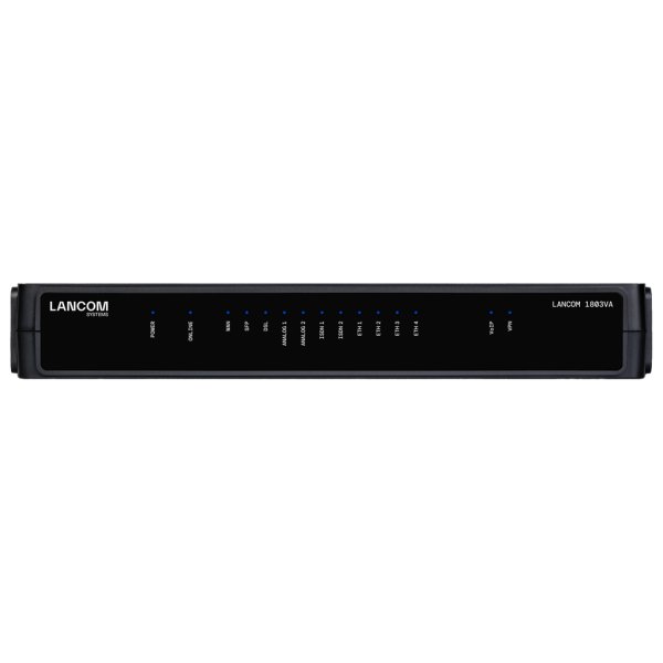 Lancom 1803VA, Schwarz, SNMPv1,v2c,v3, Ethernet over GRE-Tunnel (EoGRE), L2TPv3, ARP-Lookup, LLDP, DHCP option 82,..., 10,1000,100 Mbit/s, IEEE 802.3az, IEEE 802.1Q, 3DES, SHA-1, SHA-256, SHA-384, SHA-512, FIPS 140, AES