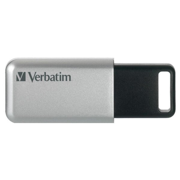 Verbatim Secure Pro - USB 3.0-Stick 64 GB - Silber, 64 GB, USB Typ-A, 3.2 Gen 1 (3.1 Gen 1), 35 MB/s, Kappe, Schwarz, Grau