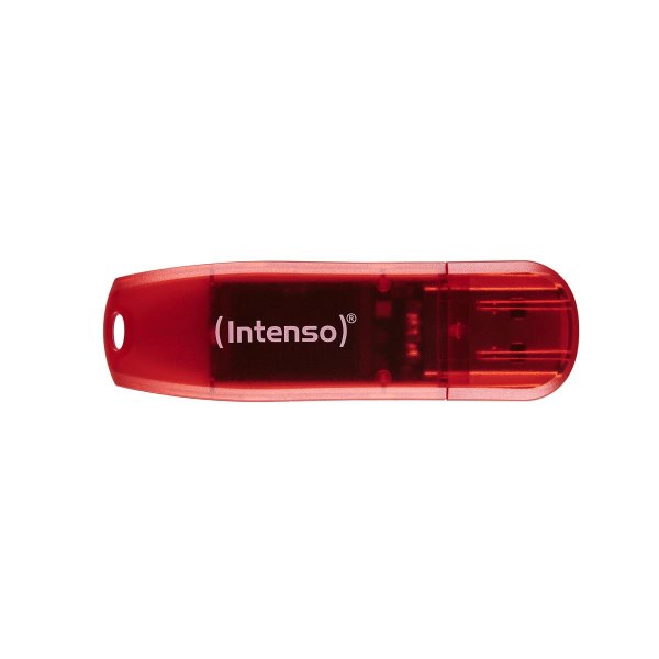 Intenso Rainbow Line, 128 GB, USB Typ-A, 2.0, 28 MB/s, Kappe, Rot, Transparent