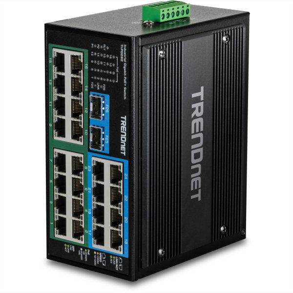 TRENDnet 26-Port Hardened Industrial Gigabit PoE+ DIN-Rail Switch