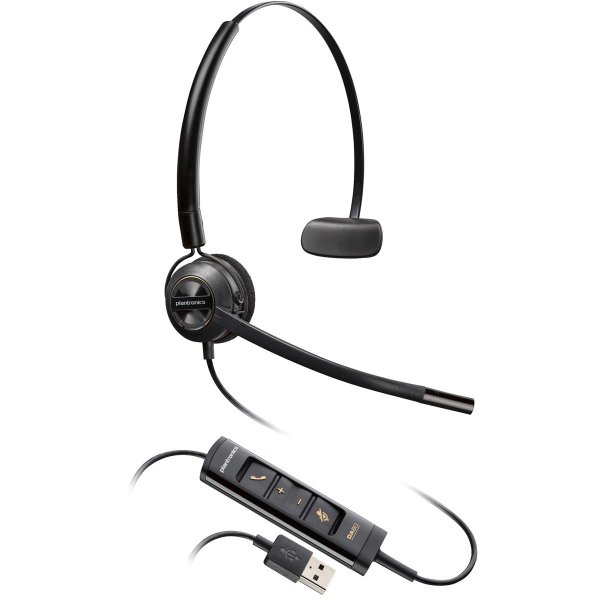 HP POLY EncorePro 545 USB-A Konvertierer-Headset, Kabelgebunden, Anrufe/Musik, 32 g, Kopfhörer, Schwarz