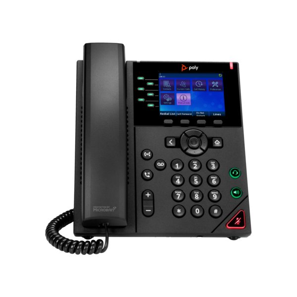 HP POLY VVX 350 IP Telefon mit 6 Leitungen und PoE-fähig, IP-Telefon, Schwarz, Kabelgebundenes Mobilteil, 6 Zeilen, LED, 8,89 cm (3.5")