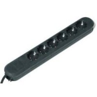 Bachmann SMART 6x Schuko H05VV-F 3G 1.50mm² 16A/3680W 3m - 3 m - Kunststoff - Schwarz - 6 AC-Ausgänge - 3680 W - 16 A