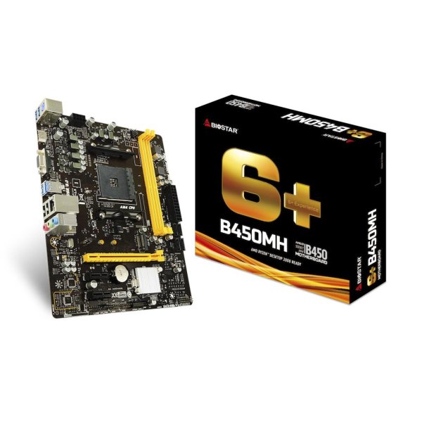 Biostar B450MH, AMD, Socket AM4, AMD Athlon, AMD Ryzen™ 3, 2nd Generation AMD Ryzen™ 3, 3rd Generation AMD Ryzen™ 3, AMD..., DDR4-SDRAM, 32 GB, DIMM