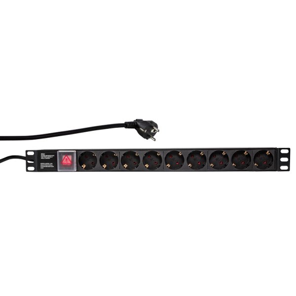 LogiLink PDU9C02, Senkrecht, Aluminium, Schwarz, 9 AC-Ausgänge, 2 m, 250 V