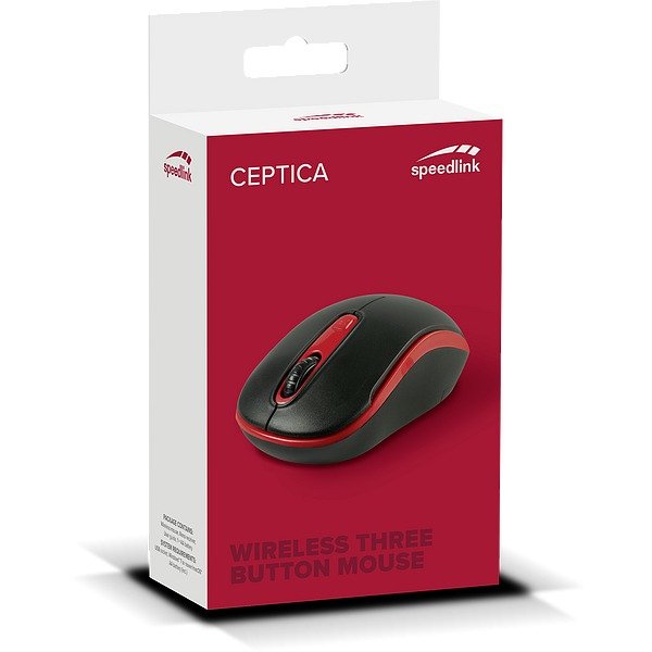 SPEEDLINK Ceptica, Beidhändig, Optisch, RF Wireless, 1600 DPI, Schwarz, Rot