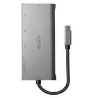 Lindy 43278, USB 3.2 Gen 1 (3.1 Gen 1) Type-C, 100 W, 10,100,1000 Mbit/s, Grau, MicroSD (TransFlash), SD, HDMI, RJ-45, USB 3.2 Gen 1 (3.1 Gen 1) Type-A, USB 3.2 Gen 1 (3.1 Gen 1) Type-C, VGA