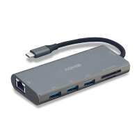 Lindy 43278, USB 3.2 Gen 1 (3.1 Gen 1) Type-C, 100 W, 10,100,1000 Mbit/s, Grau, MicroSD (TransFlash), SD, HDMI, RJ-45, USB 3.2 Gen 1 (3.1 Gen 1) Type-A, USB 3.2 Gen 1 (3.1 Gen 1) Type-C, VGA