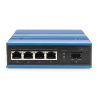 DIGITUS 4 Port Fast Ethernet Netzwerk PoE Switch, Industrial, Unmanaged, 1 SFP Uplink