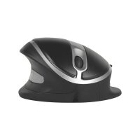 Bakker Oyster Mouse Wireless Large, Beidhändig, Vertikale Ausführung, Laser, RF Wireless, 1200 DPI, Schwarz, Silber