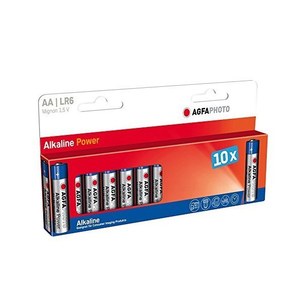 AgfaPhoto 110-803951, Einwegbatterie, AA, Alkali, 1,5 V, 10 Stück(e), Blau, Grau